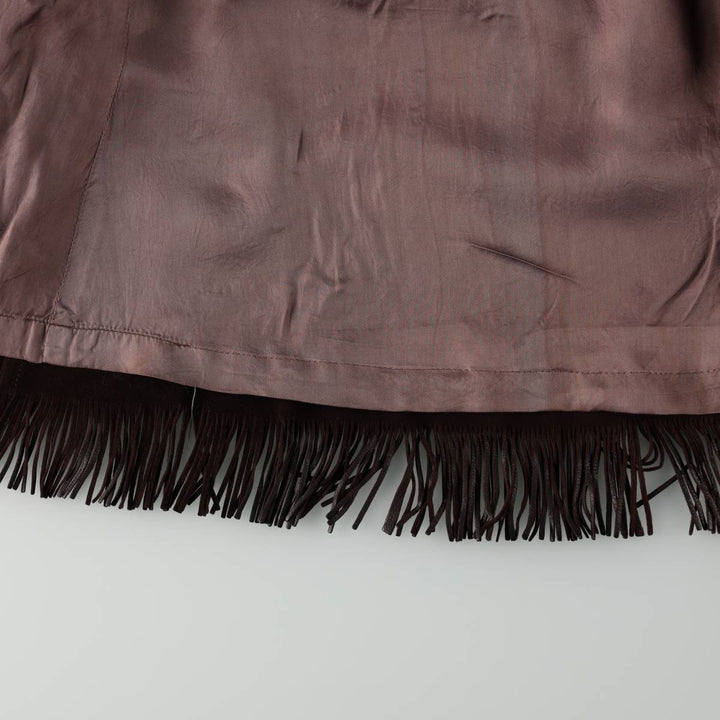 1960'S Mid-Western Sport Togs fringed leather jacket, women's size M equivalent, vintage. unclear dark chocolate Vintage Second Hand