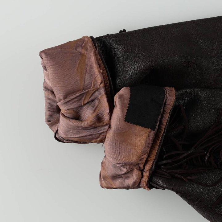 1960'S Mid-Western Sport Togs fringed leather jacket, women's size M equivalent, vintage. unclear dark chocolate Vintage Second Hand