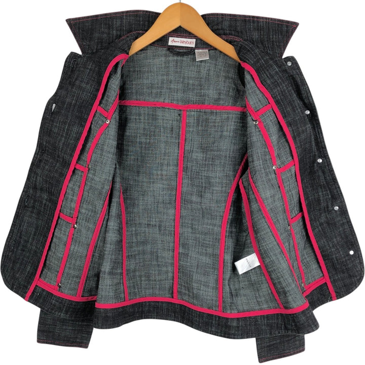 Anne Weybum Black Denim Jacket (G-Jean) - Women's Size L (approx.) cotton black type Vintage Second Hand