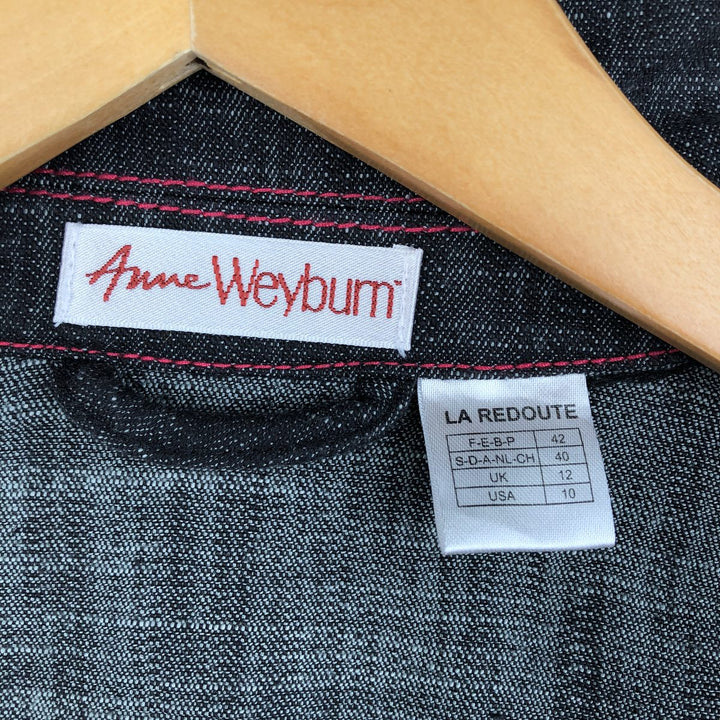 Anne Weybum Black Denim Jacket (G-Jean) - Women's Size L (approx.) cotton black type Vintage Second Hand