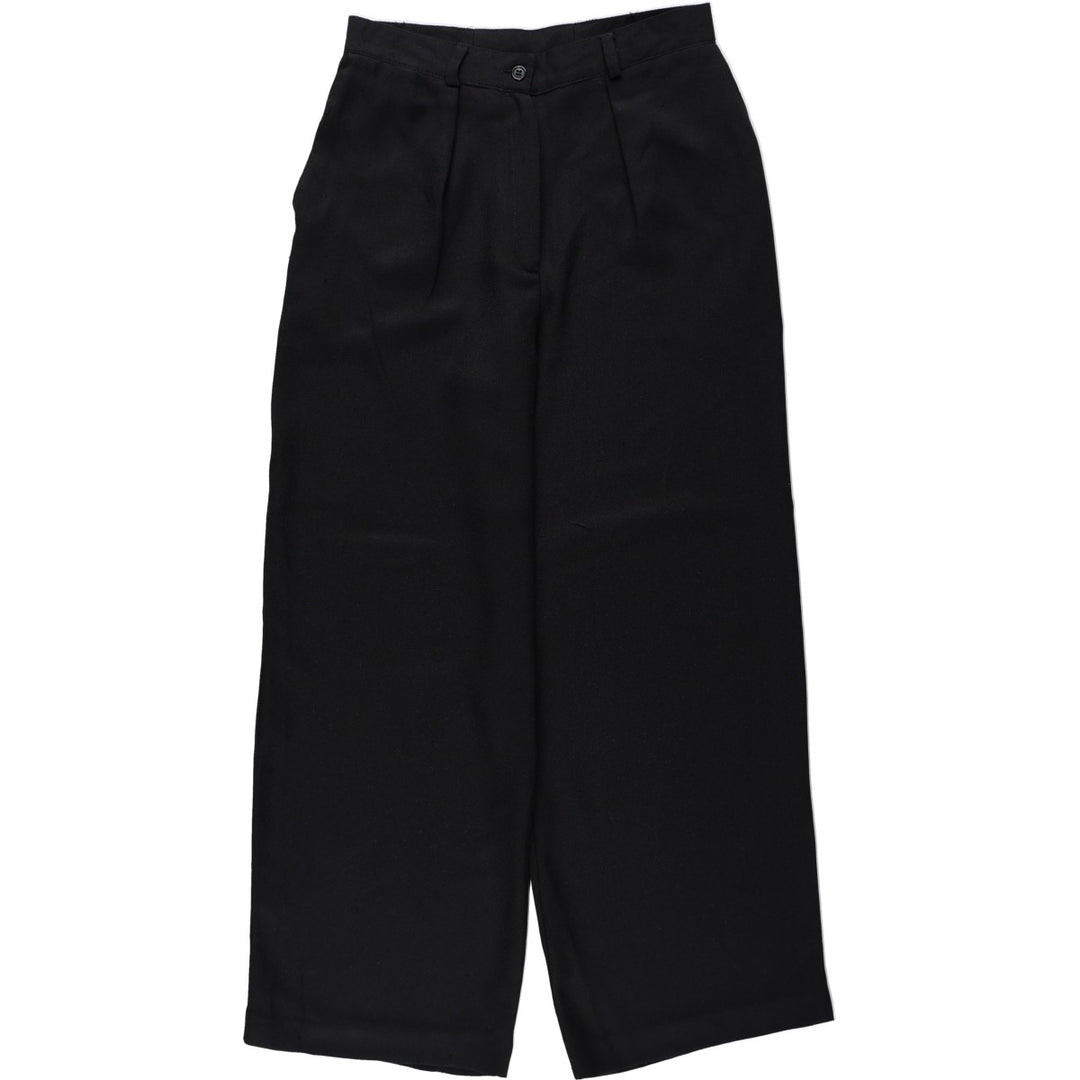 CLEO One-Pleat Slacks Pants, Made in Canada, Women's Size L (equivalent to W28) polyester black type Vintage Second Hand