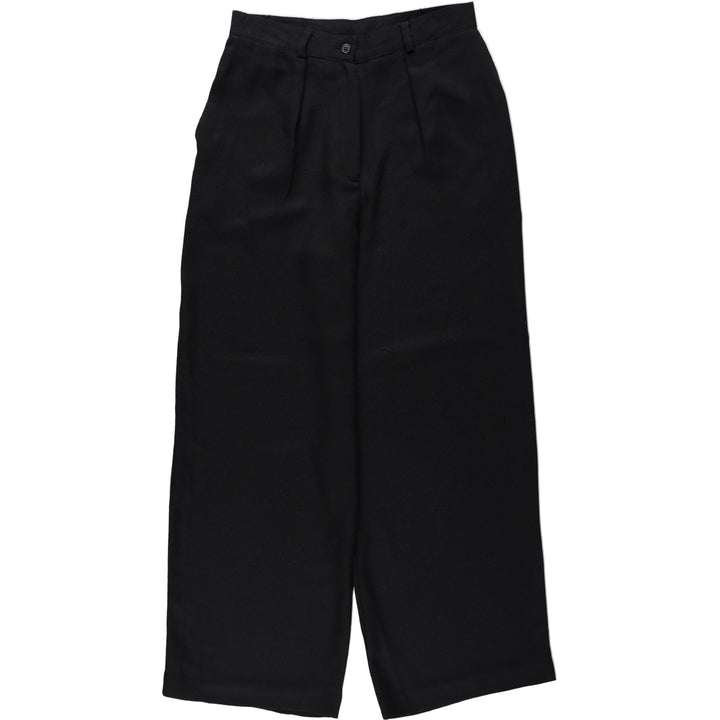 CLEO One-Pleat Slacks Pants, Made in Canada, Women's Size L (equivalent to W28) polyester black type Vintage Second Hand