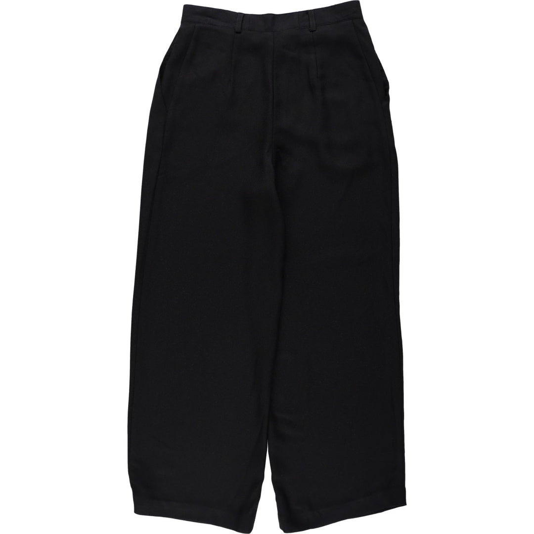 CLEO One-Pleat Slacks Pants, Made in Canada, Women's Size L (equivalent to W28) polyester black type Vintage Second Hand