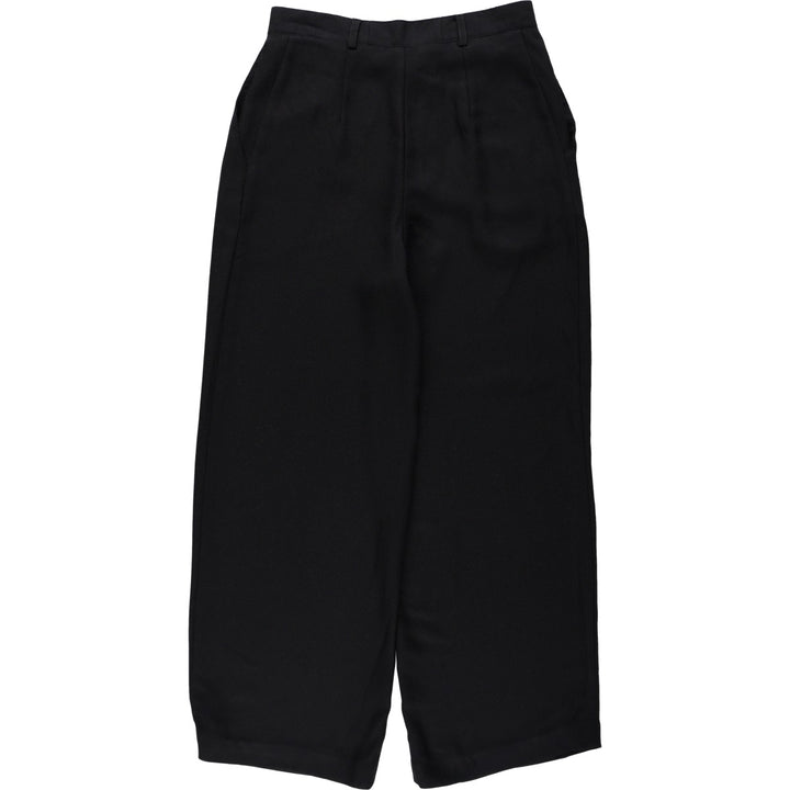 CLEO One-Pleat Slacks Pants, Made in Canada, Women's Size L (equivalent to W28) polyester black type Vintage Second Hand