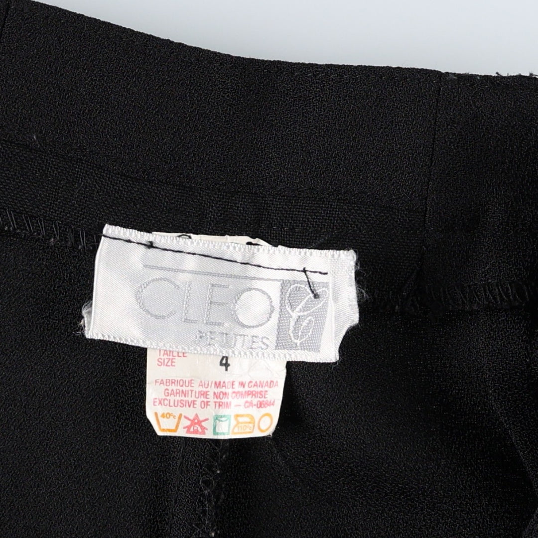 CLEO One-Pleat Slacks Pants, Made in Canada, Women's Size L (equivalent to W28) polyester black type Vintage Second Hand