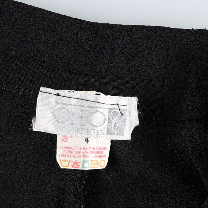 CLEO One-Pleat Slacks Pants, Made in Canada, Women's Size L (equivalent to W28) polyester black type Vintage Second Hand