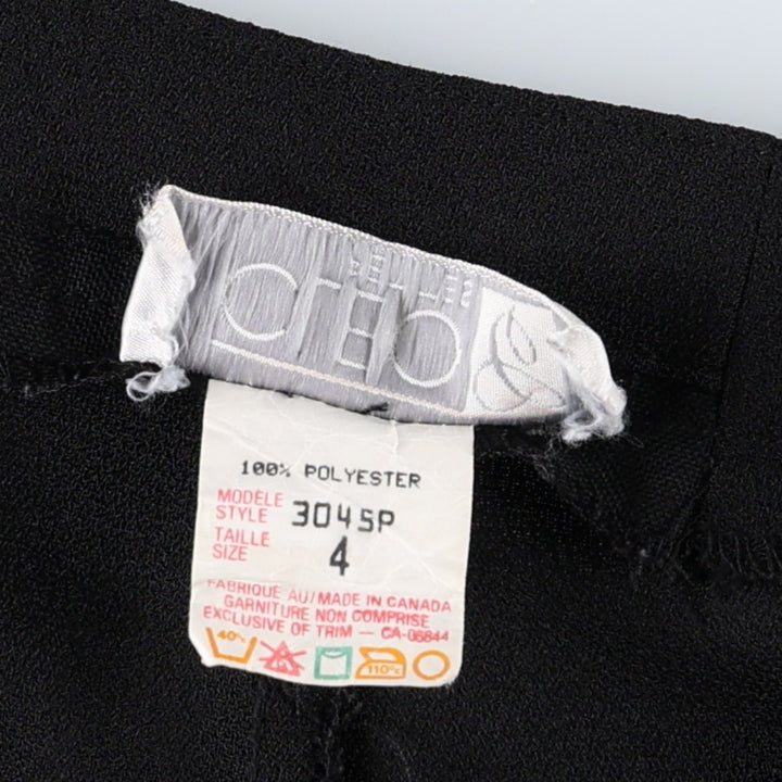 CLEO One-Pleat Slacks Pants, Made in Canada, Women's Size L (equivalent to W28) polyester black type Vintage Second Hand