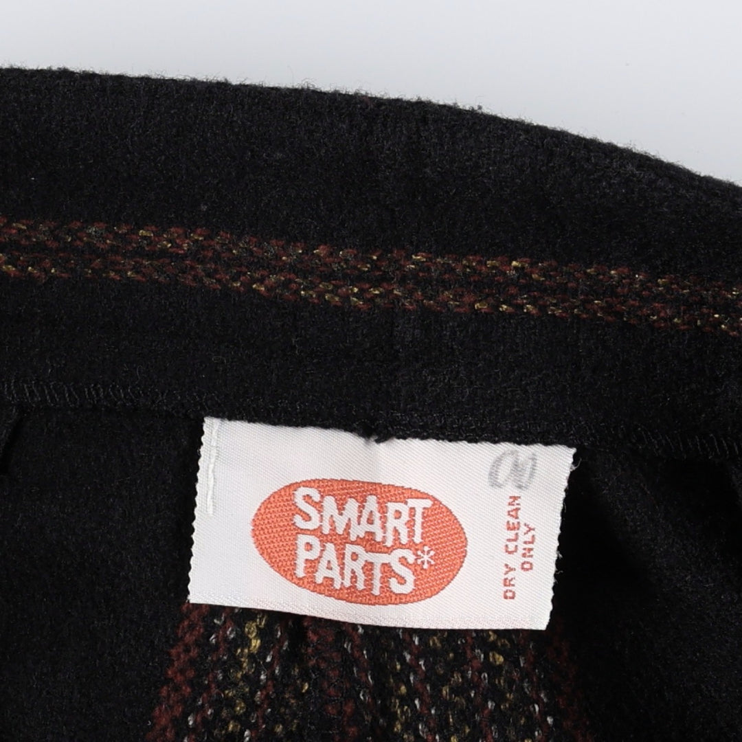 SMART PARTS Stripe Pattern One-Pleat Wool Slacks Pants, Women's Size M (equivalent to W26) unclear black type Vintage Second Hand