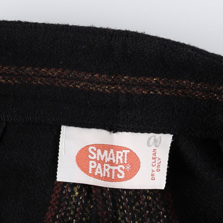 SMART PARTS Stripe Pattern One-Pleat Wool Slacks Pants, Women's Size M (equivalent to W26) unclear black type Vintage Second Hand