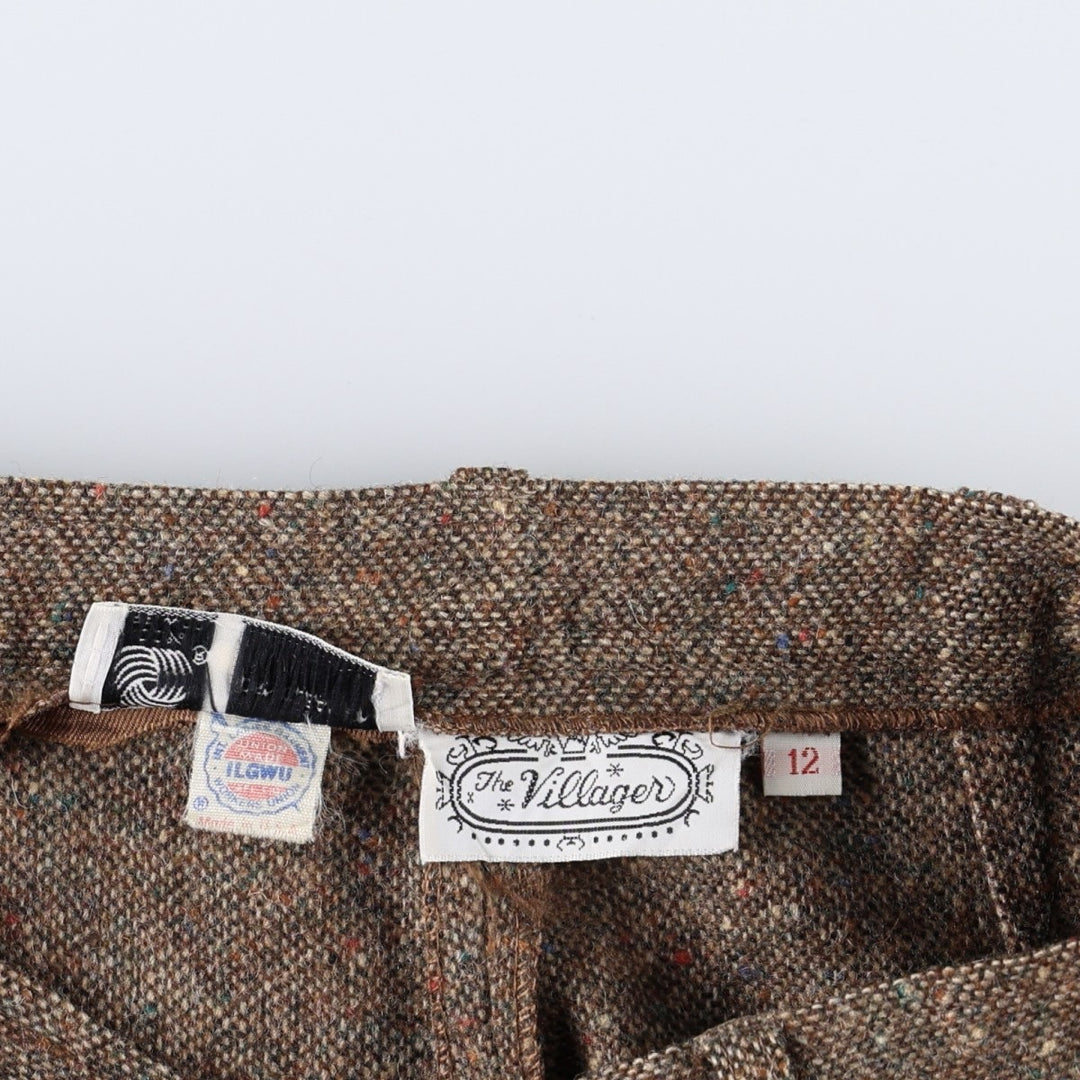 The Villager One-Pleat Wool Slacks, Made in USA, Women's Size L (equivalent to W28), Vintage wool brown type Vintage Second Hand