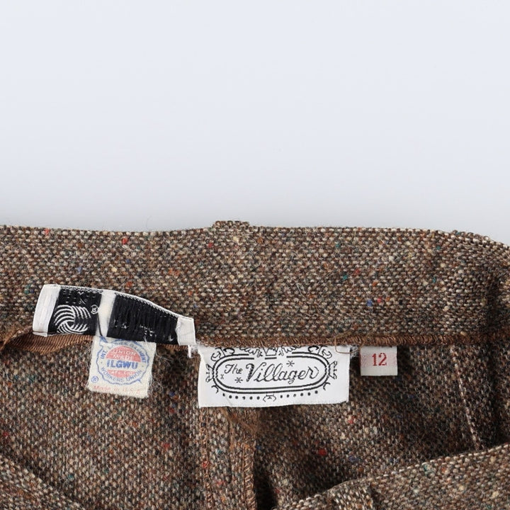 The Villager One-Pleat Wool Slacks, Made in USA, Women's Size L (equivalent to W28), Vintage wool brown type Vintage Second Hand