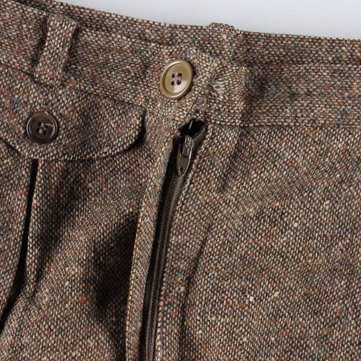The Villager One-Pleat Wool Slacks, Made in USA, Women's Size L (equivalent to W28), Vintage wool brown type Vintage Second Hand