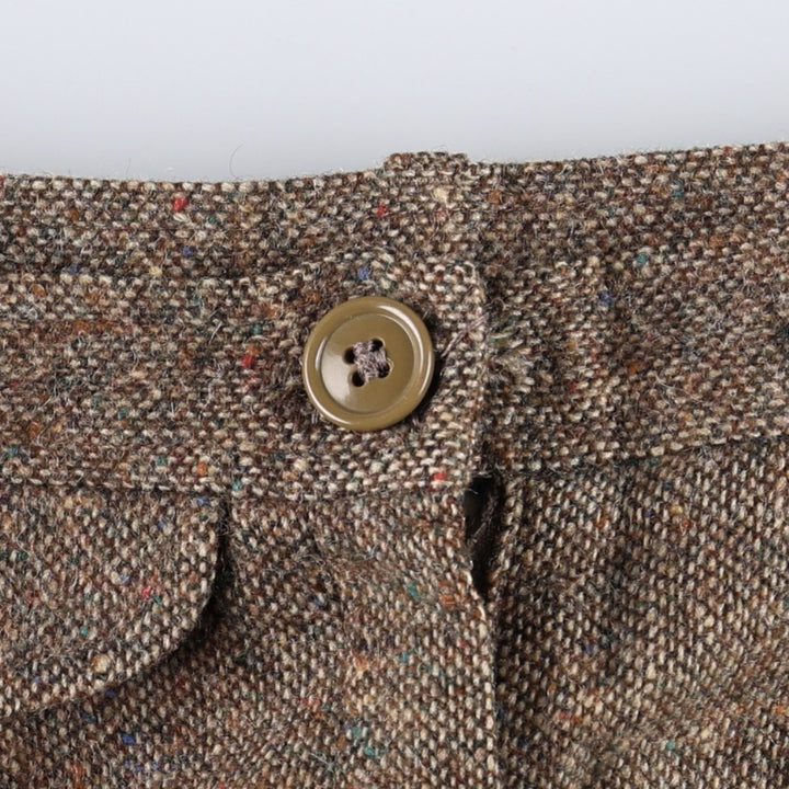The Villager One-Pleat Wool Slacks, Made in USA, Women's Size L (equivalent to W28), Vintage wool brown type Vintage Second Hand