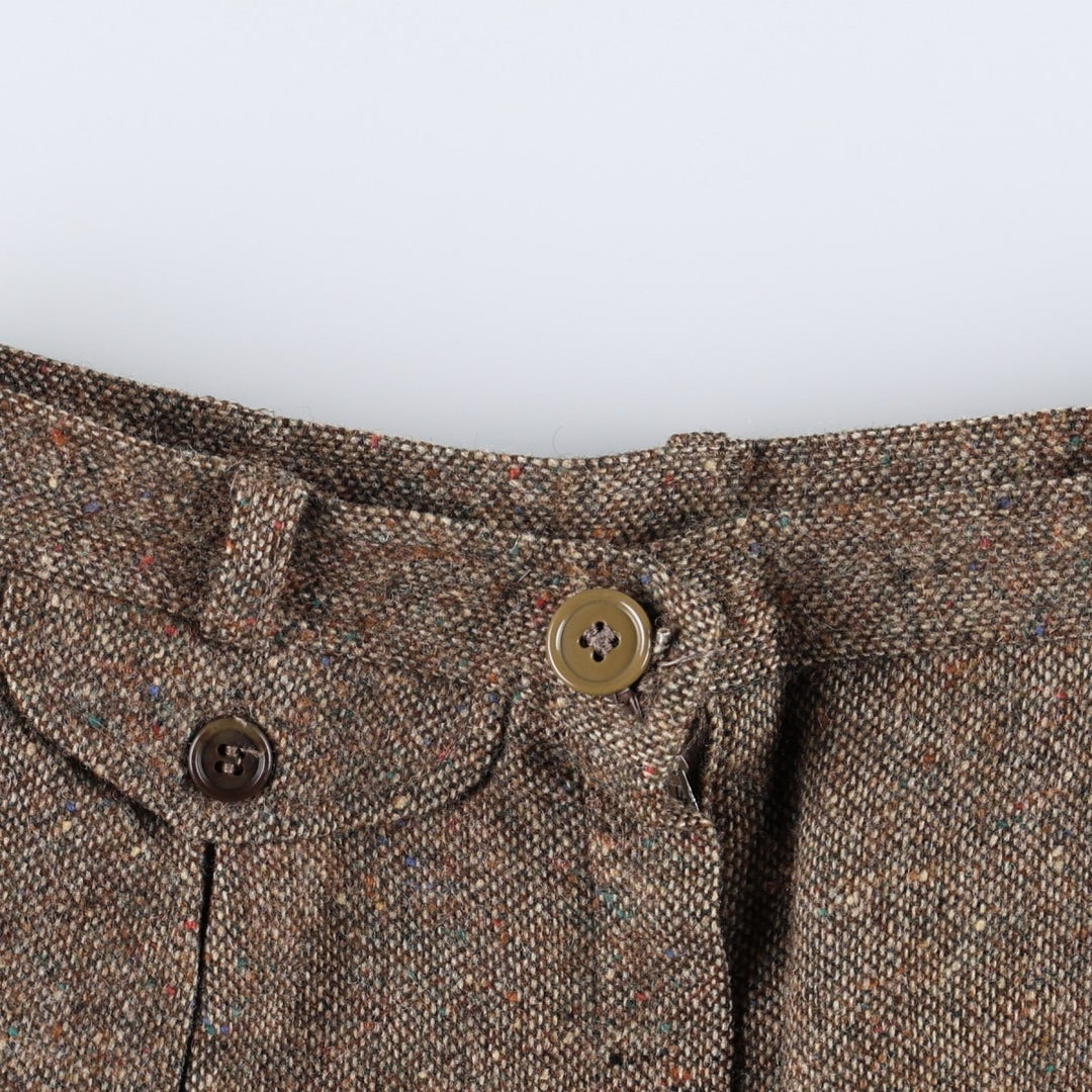 The Villager One-Pleat Wool Slacks, Made in USA, Women's Size L (equivalent to W28), Vintage wool brown type Vintage Second Hand