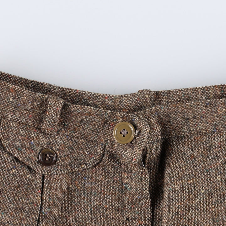 The Villager One-Pleat Wool Slacks, Made in USA, Women's Size L (equivalent to W28), Vintage wool brown type Vintage Second Hand