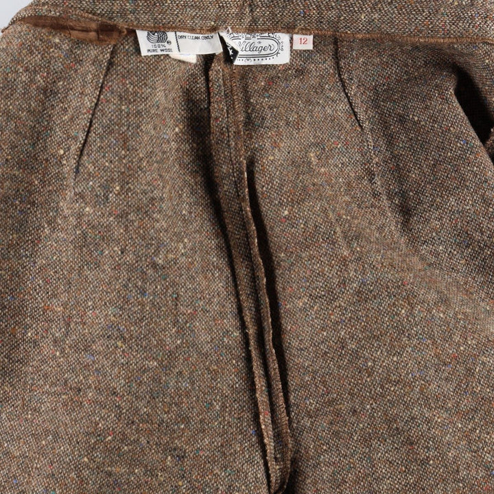 The Villager One-Pleat Wool Slacks, Made in USA, Women's Size L (equivalent to W28), Vintage wool brown type Vintage Second Hand