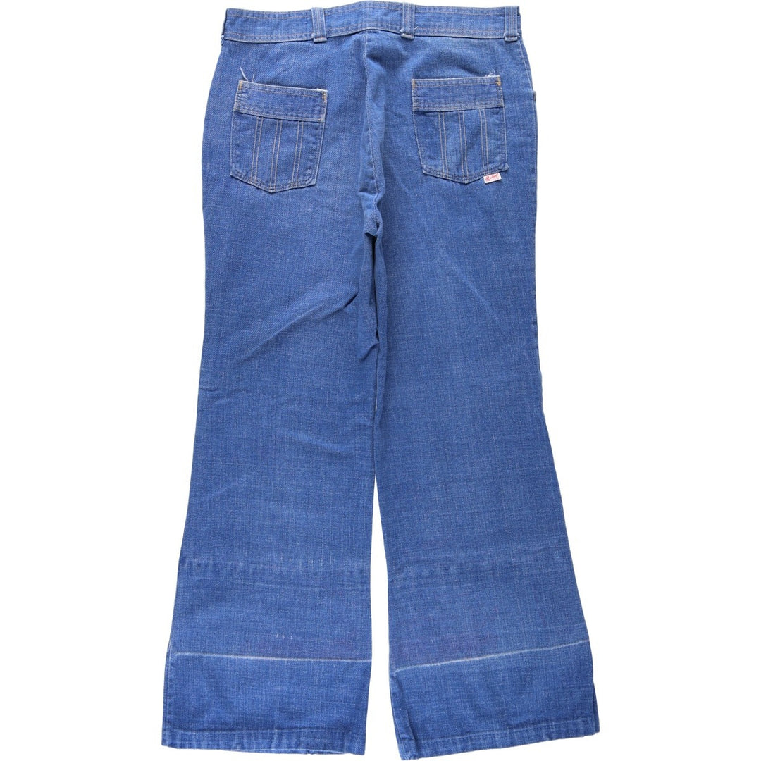 60s-70'S BUCKEYE Flare Cut Denim Pants, Women's XL (W33 equivalent), Vintage cotton blue type Vintage Second Hand