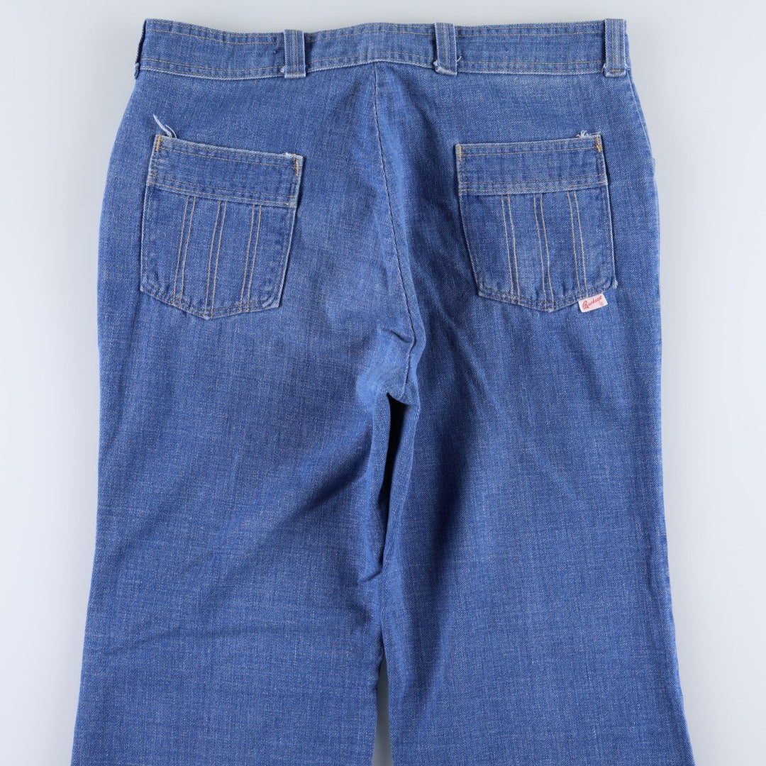 60s-70'S BUCKEYE Flare Cut Denim Pants, Women's XL (W33 equivalent), Vintage cotton blue type Vintage Second Hand