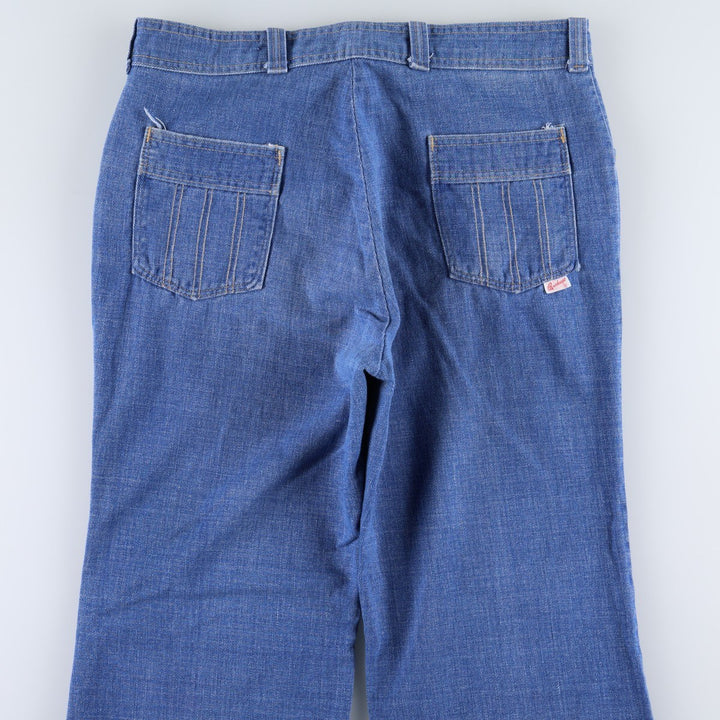 60s-70'S BUCKEYE Flare Cut Denim Pants, Women's XL (W33 equivalent), Vintage cotton blue type Vintage Second Hand