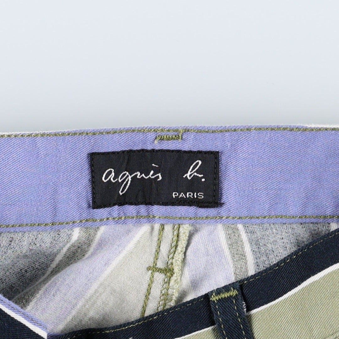 agnes b. PARIS striped cotton pants, made in France, women's size M (equivalent to w26). cotton navy blue type Vintage Second Hand
