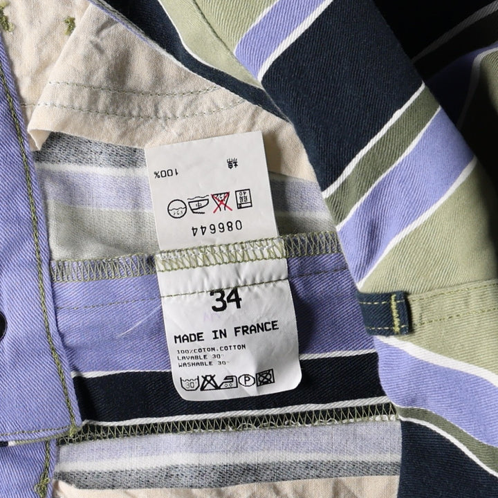 agnes b. PARIS striped cotton pants, made in France, women's size M (equivalent to w26). cotton navy blue type Vintage Second Hand