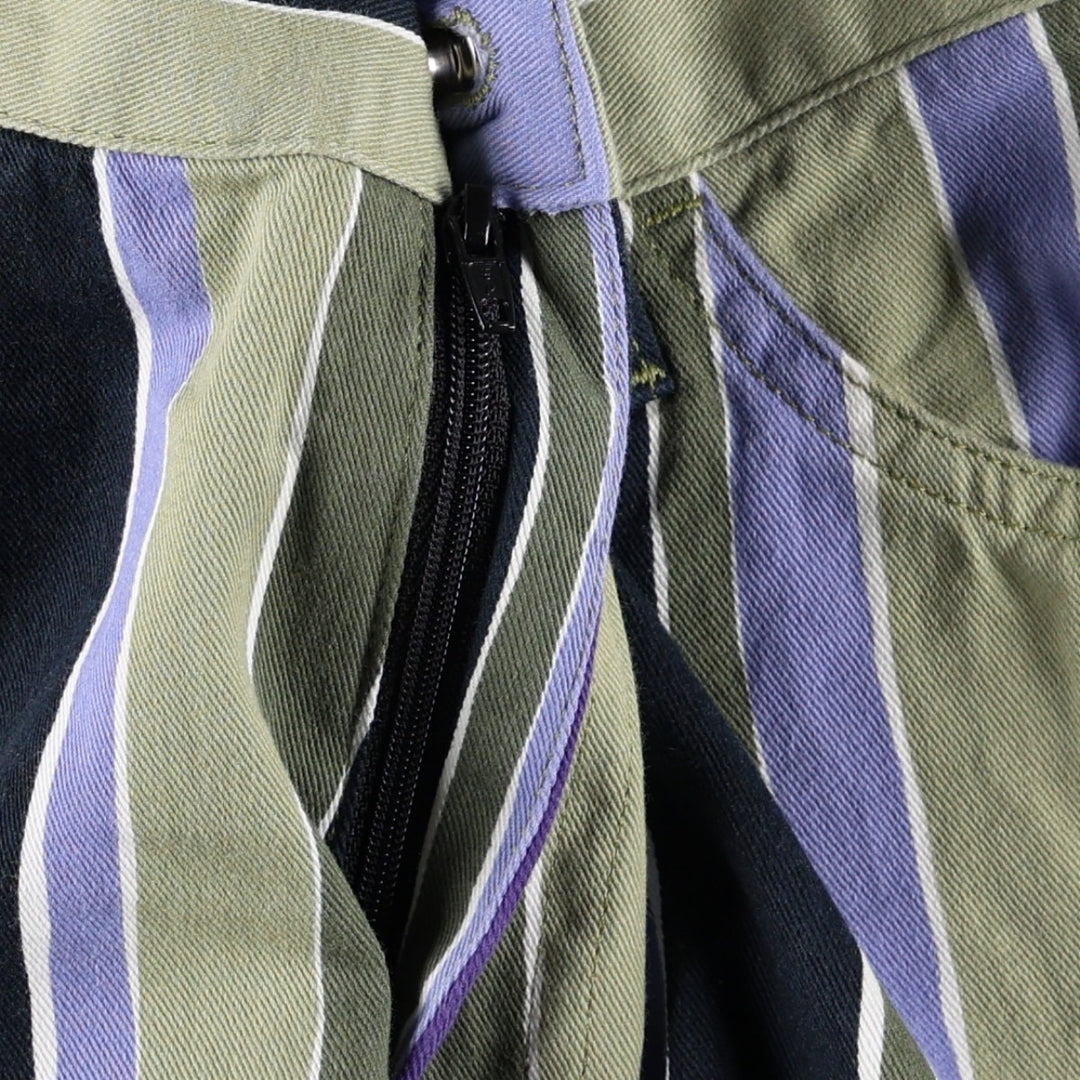 agnes b. PARIS striped cotton pants, made in France, women's size M (equivalent to w26). cotton navy blue type Vintage Second Hand
