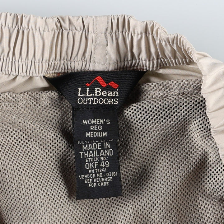 90s-00'S L.L.Bean Warm-Up Pants, Ripstop Nylon Pants, Crinkly Fabric, Women's Size M (approx.) polyester Beige type Vintage Second Hand