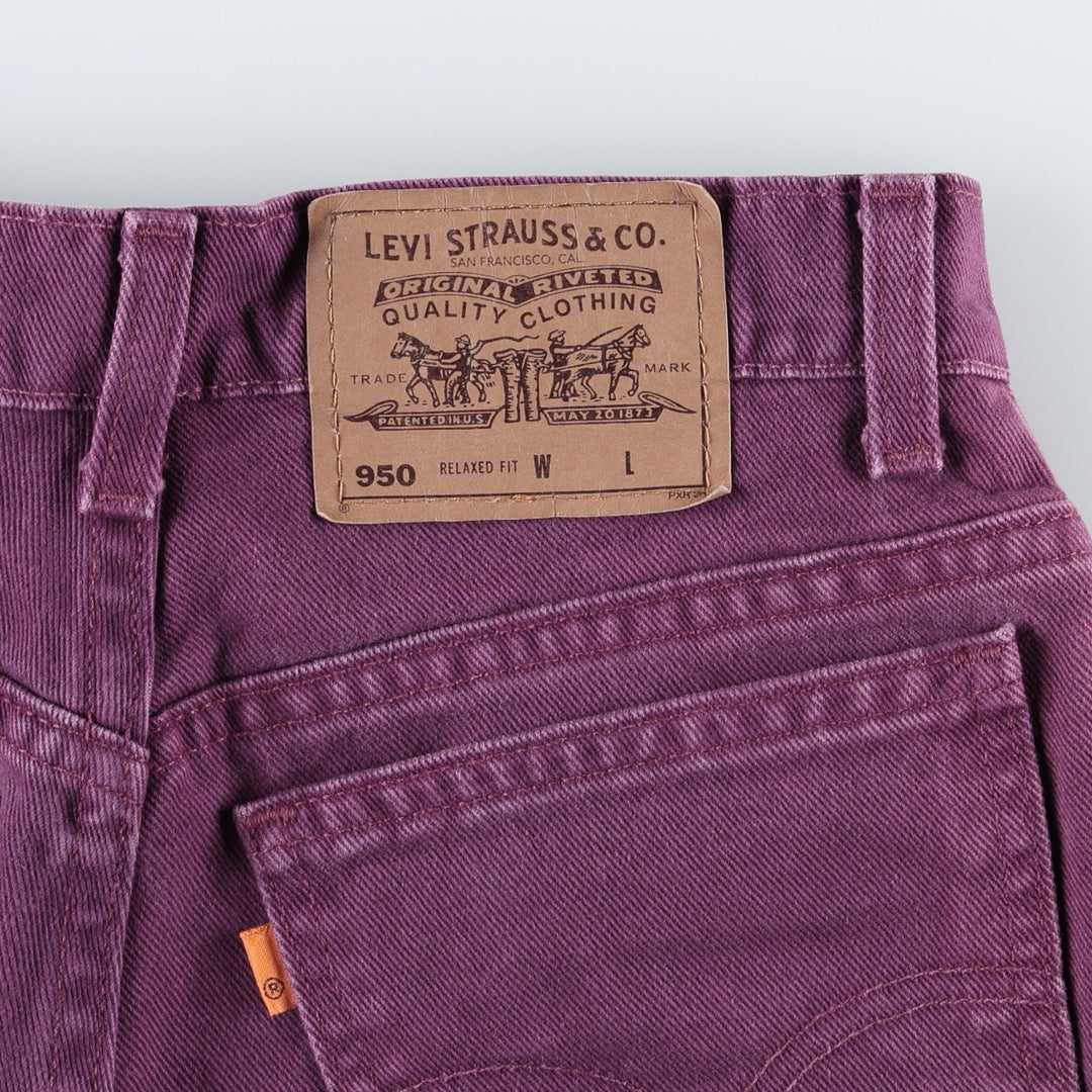 1990'S Levi's 37950-4382 Relaxed Fit Denim Shorts, Made in USA, Women's Size L (equivalent to W27), Vintage. cotton purple type Vintage Second Hand