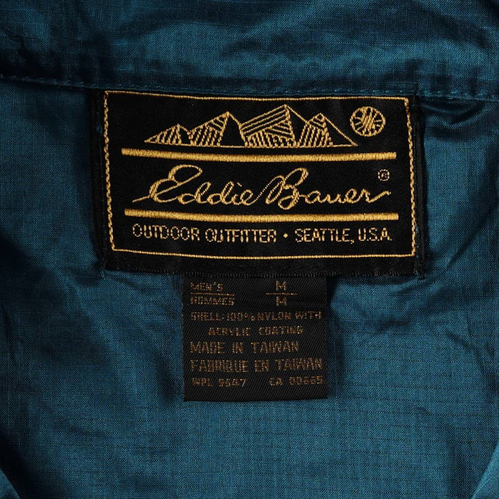 80s-90'S Eddie Bauer Anorak Parka (Black Tag) - Men's Size M (approx.) Nylon Emerald green Vintage Second Hand
