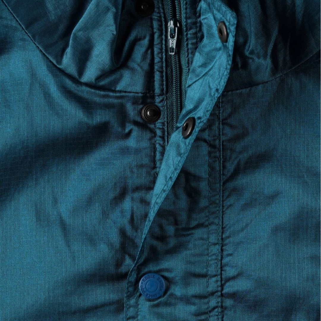 80s-90'S Eddie Bauer Anorak Parka (Black Tag) - Men's Size M (approx.) Nylon Emerald green Vintage Second Hand