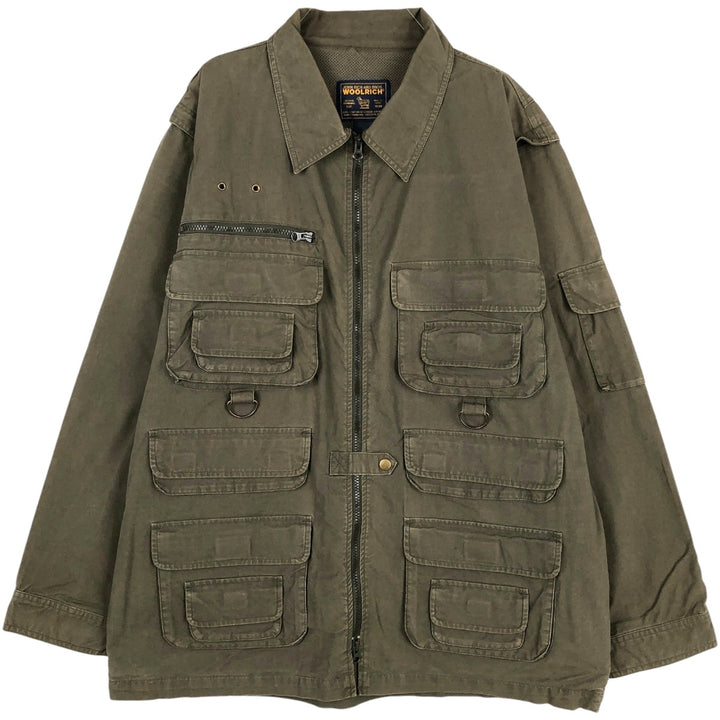 2000'S Woolrich fishing jacket, men's size L (approx.) cotton Khaki type Vintage Second Hand