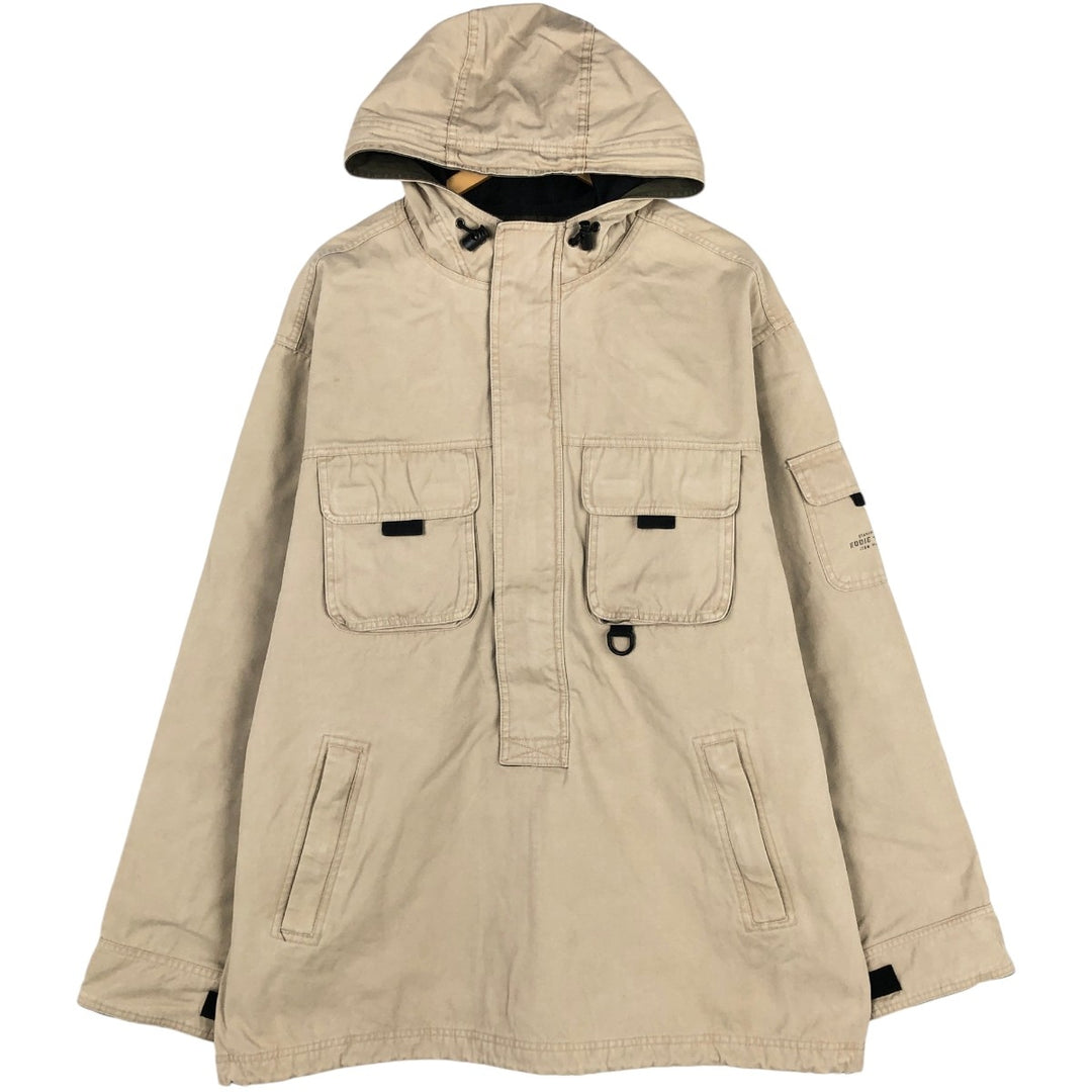 Eddie Bauer LEGEND Hooded Half-Zip Fishing Jacket, Men's Size L (approx.) cotton Beige type Vintage Second Hand