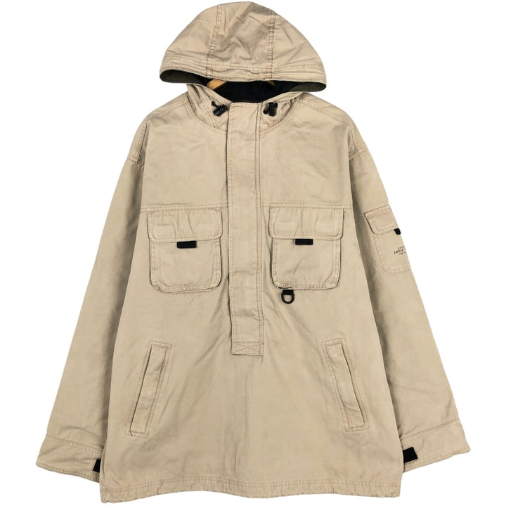 Eddie Bauer LEGEND Hooded Half-Zip Fishing Jacket, Men's Size L (approx.) cotton Beige type Vintage Second Hand