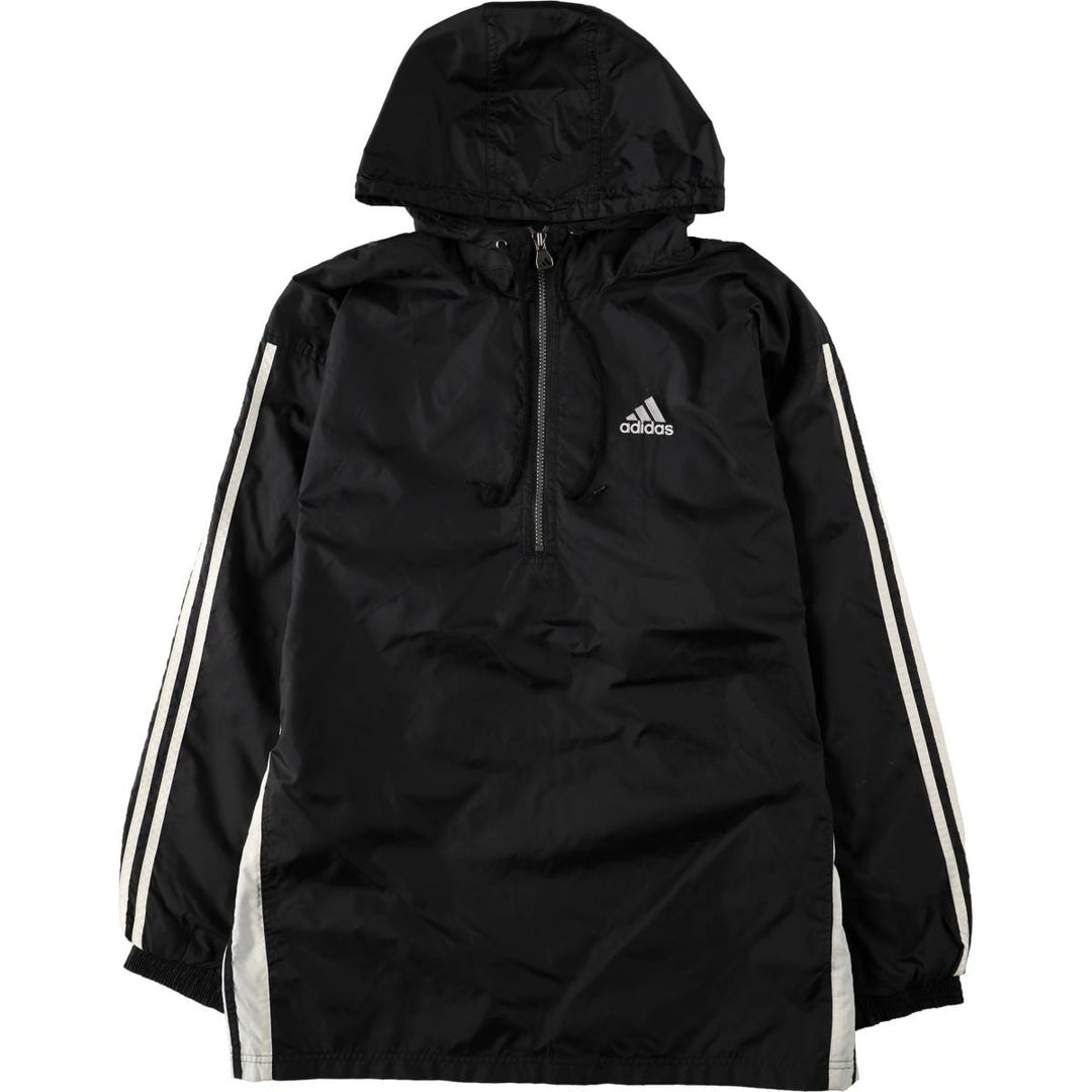 90'S Adidas Anorak Hoodie, Men's Size L (approx.) Nylon black type Vintage Second Hand