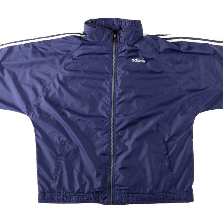 Adidas nylon jacket, men's size XL (approx.) Nylon navy blue type Vintage Second Hand