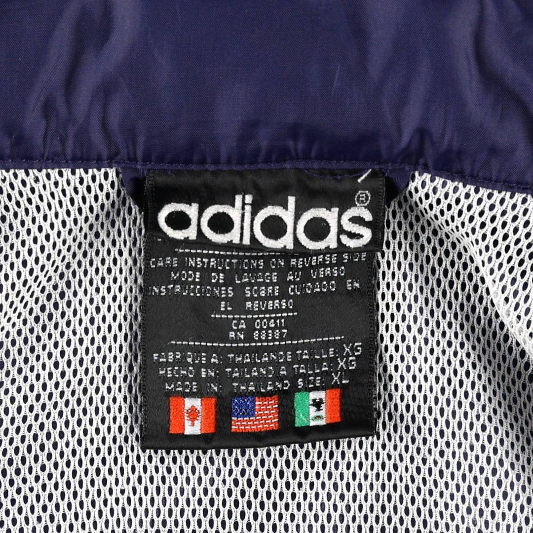 Adidas nylon jacket, men's size XL (approx.) Nylon navy blue type Vintage Second Hand