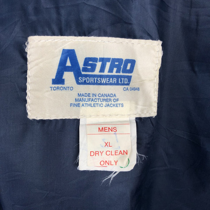 1980'S Astro Sportswear Ltd. Coors Nylon Stadium Jacket Award Jacket Varsity Jacket Made in Canada Nylon navy blue type Vintage Second Hand