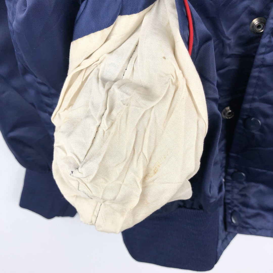 1980'S Astro Sportswear Ltd. Coors Nylon Stadium Jacket Award Jacket Varsity Jacket Made in Canada Nylon navy blue type Vintage Second Hand