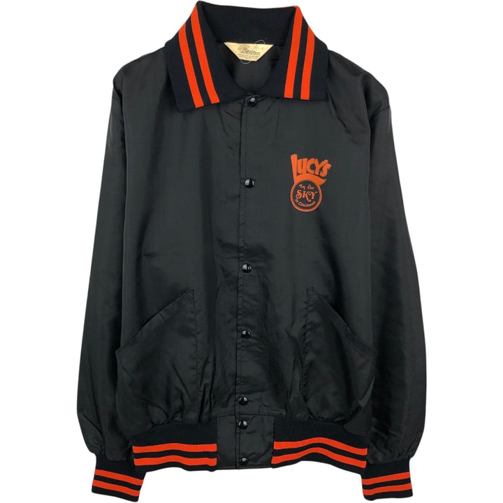 70s-80'S Gem Sportswear Collared Varsity Jacket Award Jacket Made in USA Men's Size L unclear black type Vintage Second Hand