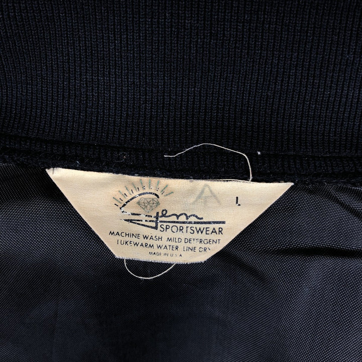 70s-80'S Gem Sportswear Collared Varsity Jacket Award Jacket Made in USA Men's Size L unclear black type Vintage Second Hand