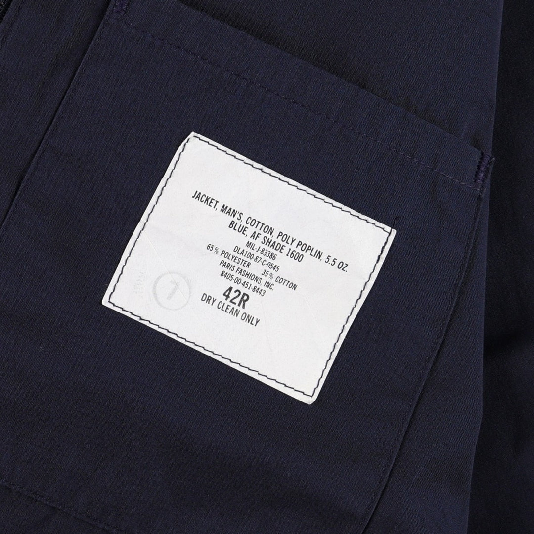 1980'S US Military Utility Jacket, Made in USA, Size 42R, Men's Size L, Vintage polyester navy blue type Vintage Second Hand