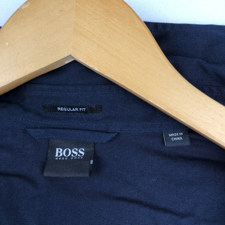 Hugo Boss Regular Fit Cotton Jacket, Men's Size L (equivalent) cotton navy blue type Vintage Second Hand