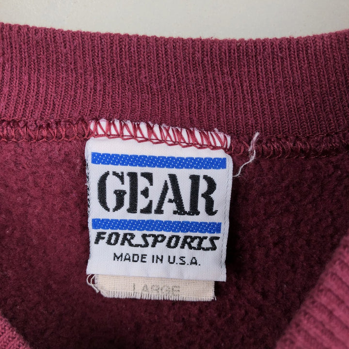 90'S GEAR College Sweatshirt, Made in USA, Men's Size L (Equivalent), Vintage polyester burgundy type Vintage Second Hand