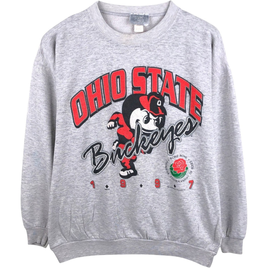 90'S SUMMIT OHIO STATE Ohio State University Character Sweatshirt, Made in USA, Men's Size L (Equivalent), Vintage cotton gray type Vintage Second Hand