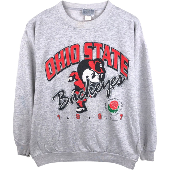 90'S SUMMIT OHIO STATE Ohio State University Character Sweatshirt, Made in USA, Men's Size L (Equivalent), Vintage cotton gray type Vintage Second Hand