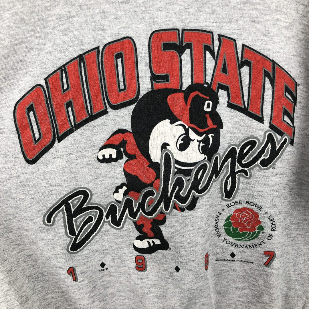 90'S SUMMIT OHIO STATE Ohio State University Character Sweatshirt, Made in USA, Men's Size L (Equivalent), Vintage cotton gray type Vintage Second Hand