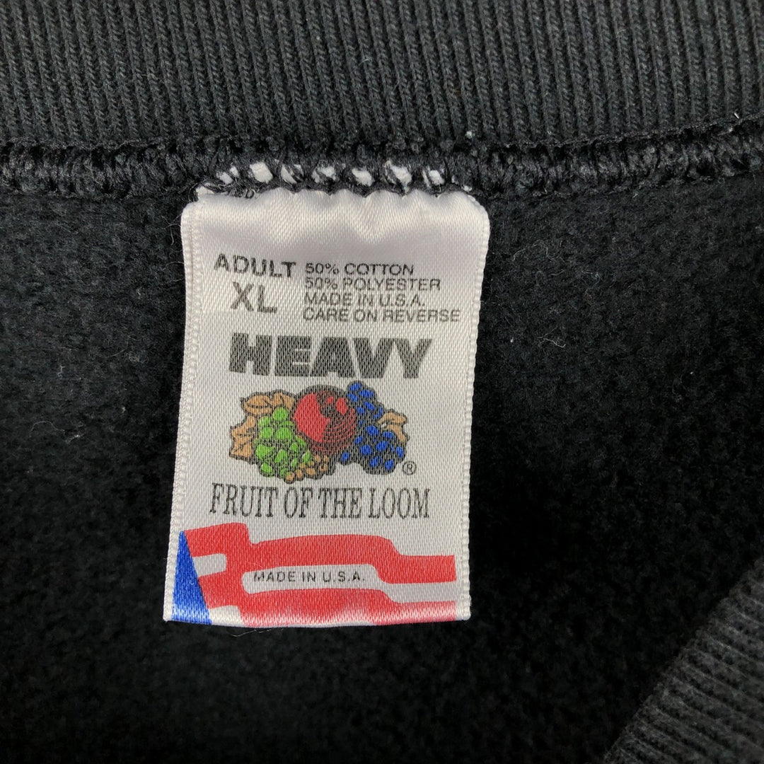 Vintage 90'S Fruit of the Loom Heavyweight College Sweatshirt, Made in USA, Men's Size XL cotton black type Vintage Second Hand