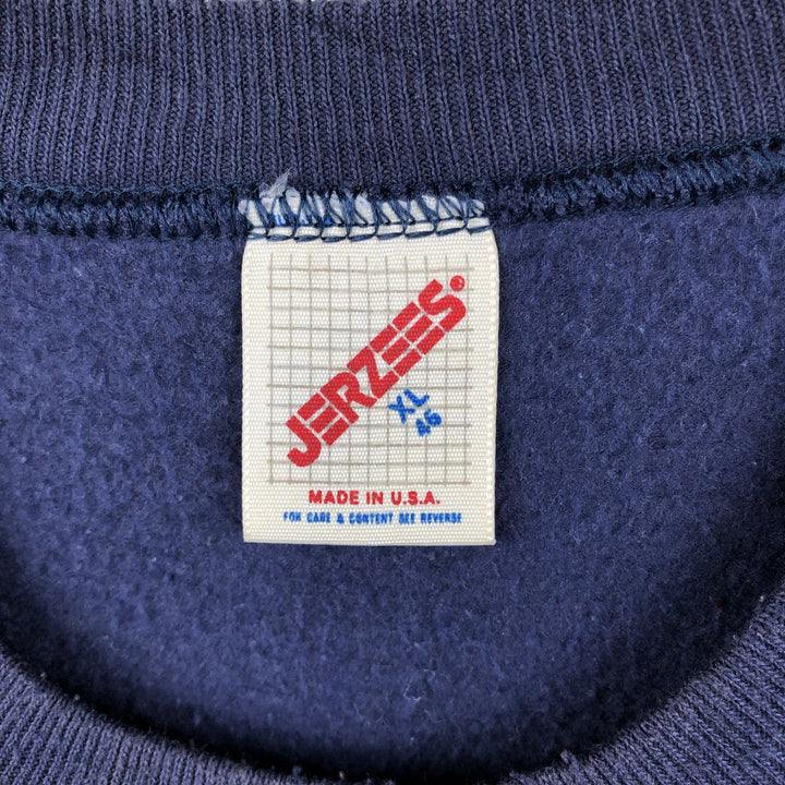 90'S Jerzees College Character Sweatshirt, Made in USA, Men's XL equivalent, Vintage cotton navy blue type Vintage Second Hand