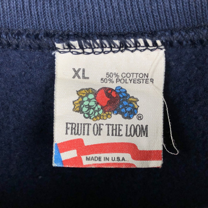 90'S Fruit of the Loom College Sweatshirt, Made in USA, Men's XL, Vintage cotton navy blue type Vintage Second Hand