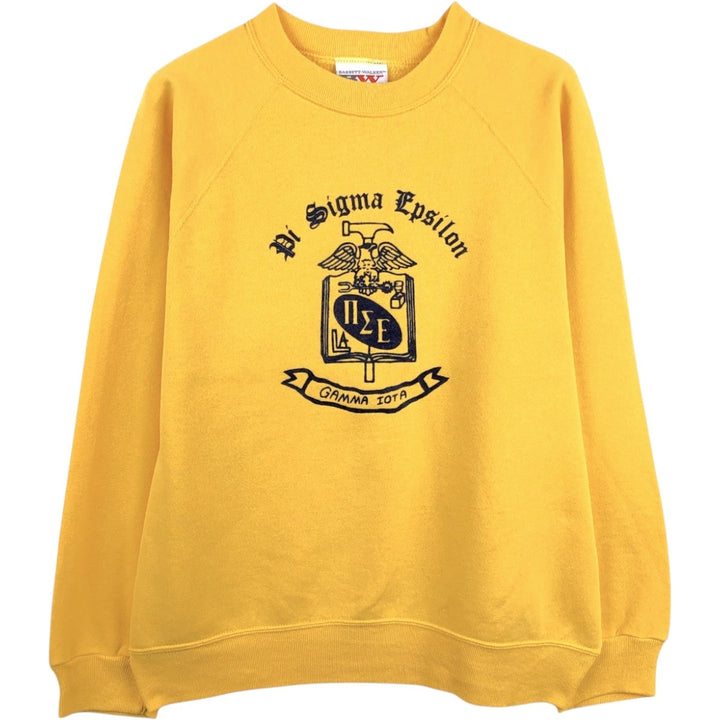 BASSETT WALKER College Sweatshirt, Made in USA, Men's XL equivalent. cotton yellow type Vintage Second Hand